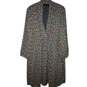 ECLAIR Colorful Triangle Pattern Tie Waist Pocketed Shift‎ Dress SZ M